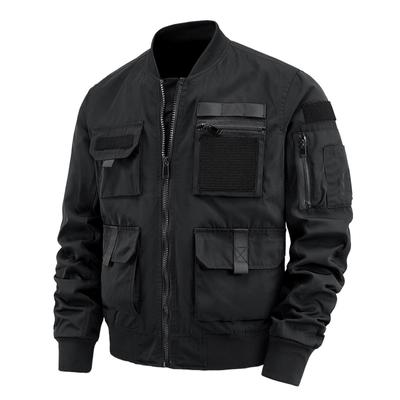 New Regular Thickness Functional Trendy Workwear Stand Collar Pocket Flight Jacket Men's Autumn and Winter Retro Baseball Outerwear