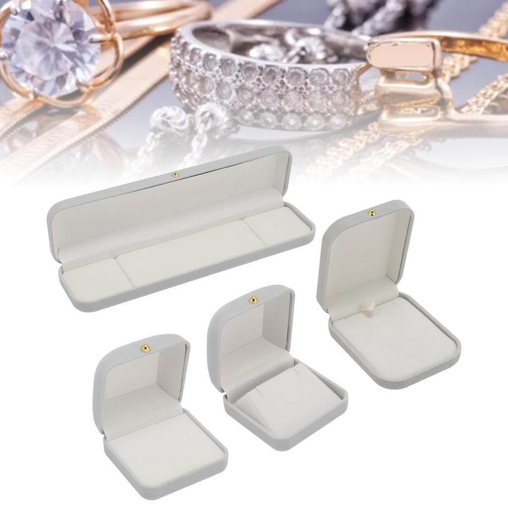Jewelry Gift Box Cushioning Soft Lining Exquisite Lightweight Portable Small Jewelry Case Light Gray