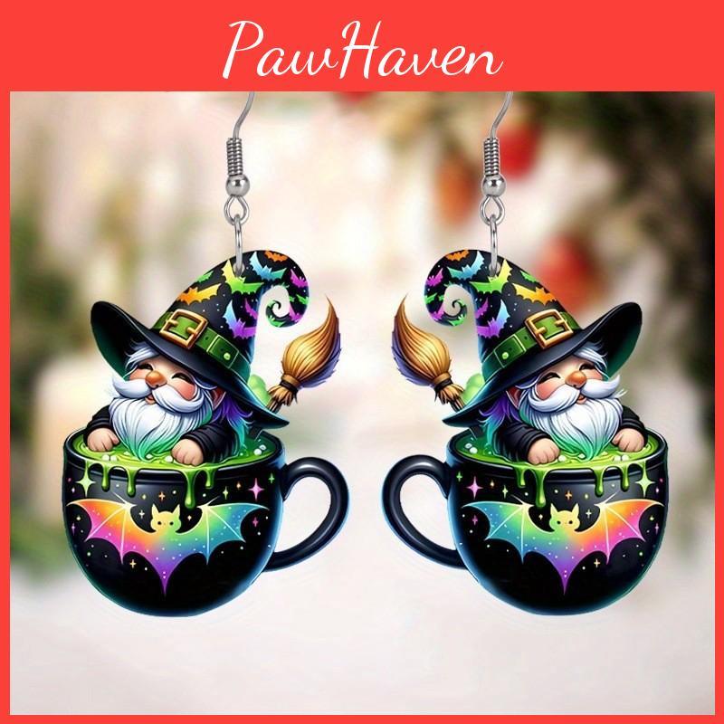 Themed Halloween Tea Cup Wizard Pattern Women Acrylic Earrings Festival For