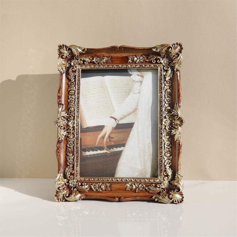 Antique Styles Picture Frame Decorative Resins Photo Holder for Living Room or Bedroom Wall Hanging and Tabletop Display