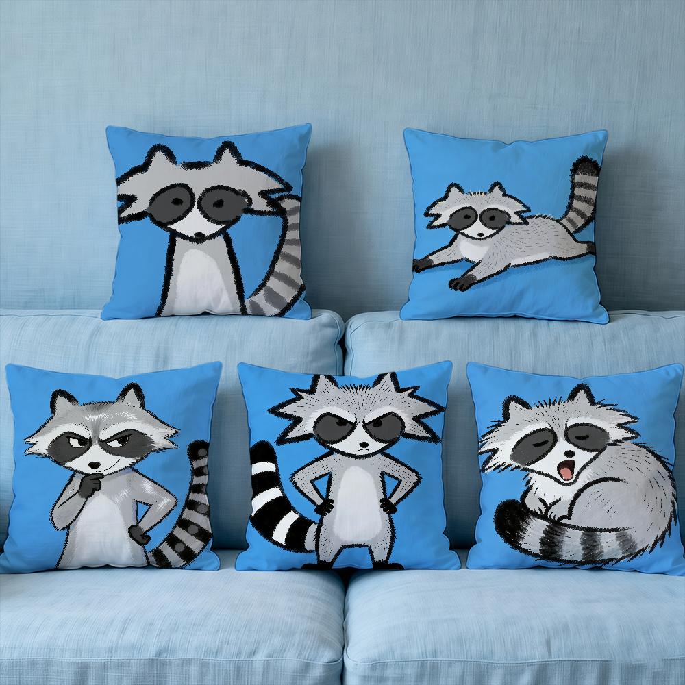 Cushion Cover Soft Case Raccoon Sofa Cartoon Living Room Home Comfortable Office Decor Cute Protective Pillow