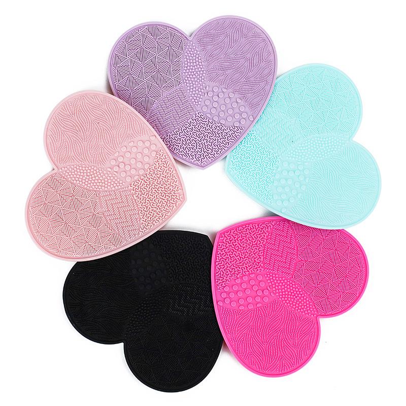 Makeup Brush Storage Pad Silicone Washing Pad Suction Cup Heart Shaped Beauty Cleaning Pad Creative Household Products
