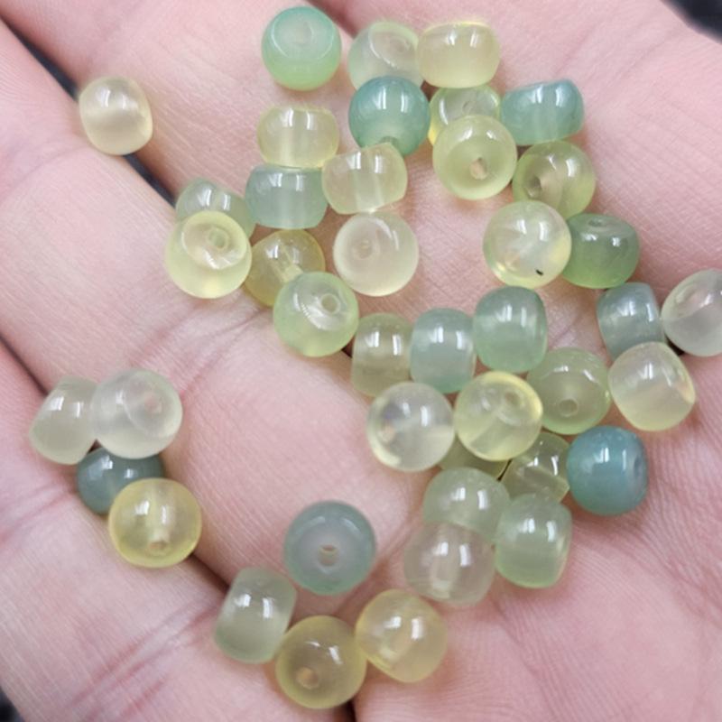 Yanyuan Agate Barrel Beads: Yellow-Green Chalcedony Jade Spacer Ornaments