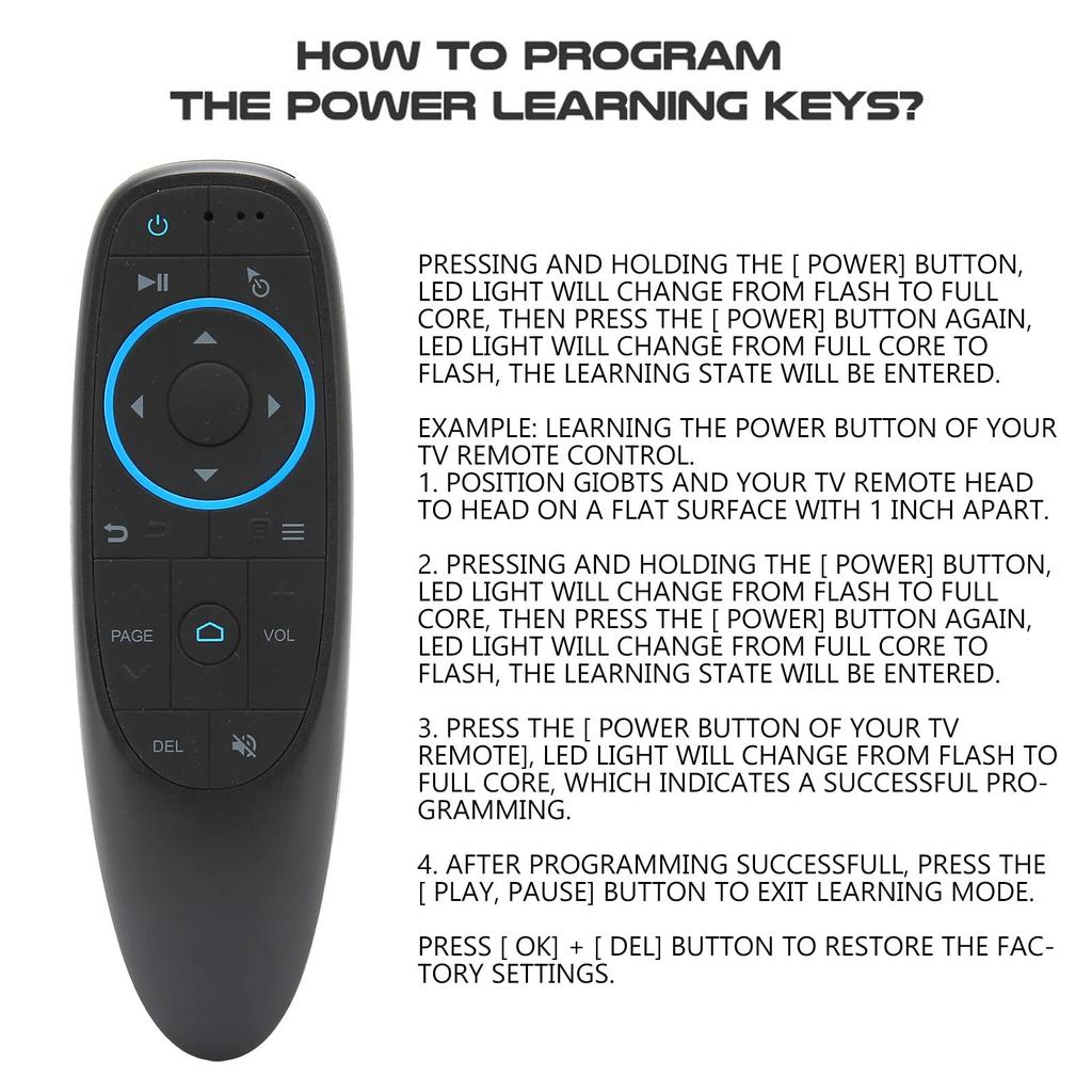 Wireless Remote Replacement for G10BTS Bluetooth RF Wireless Mouse Compatible with Infrared for TV Boxes and PCs Control, Remote, Learning, (G10BTS)