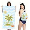 Quick-Dry Foldable Beach Towel With Carry Bag Double-Sided Plush Coconut Print Bath Travel Pool Vacation