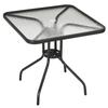Square Garden Dining Table with Tempered Glass Top & Umbrella Hole, 76 X 76 Cm