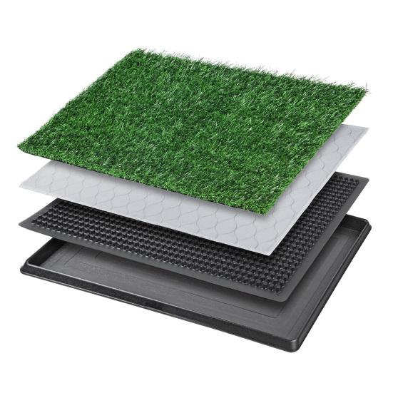 Artificial Grass Dog Pee Pad Fake Turf Pet Potty Pad with Tray Washable 3-Layer Reusable Puppy Training Mat for Indoor Outdoor Use Small Medium Dogs