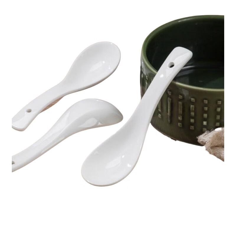 White Ceramic Dinner Spoons (10-Pack)