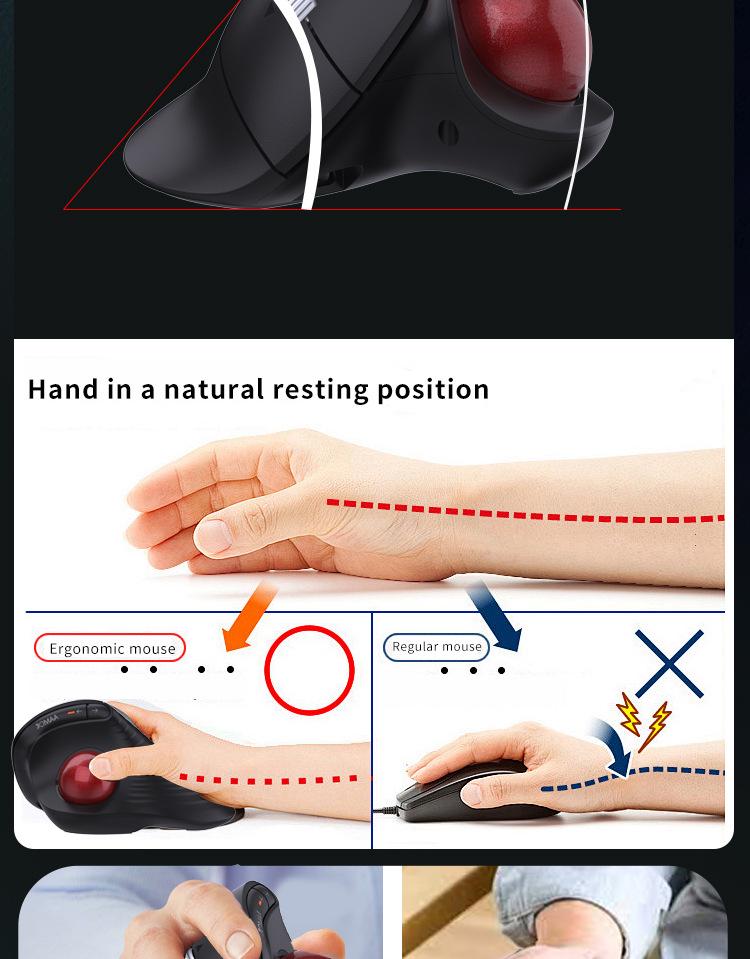 JOMAA Ergonomic Bluetooth Trackball Mouse for PS & CAD Drawing
