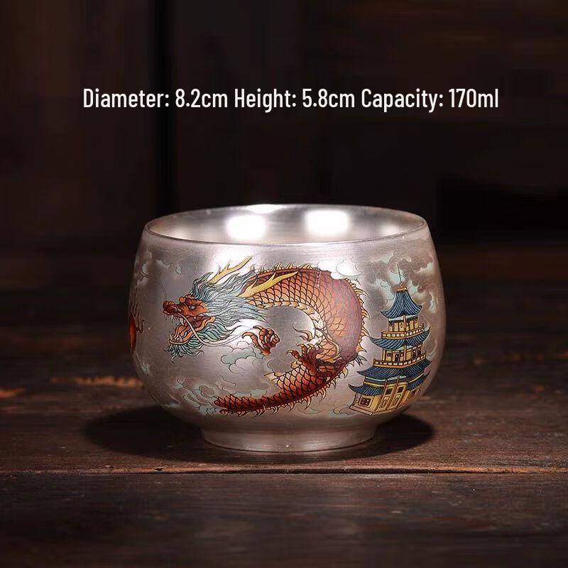 

Чжоу Хунцзе 999 Стерлинговое Серебро Дракон Феникс Керамический Набор Чайных Чашек