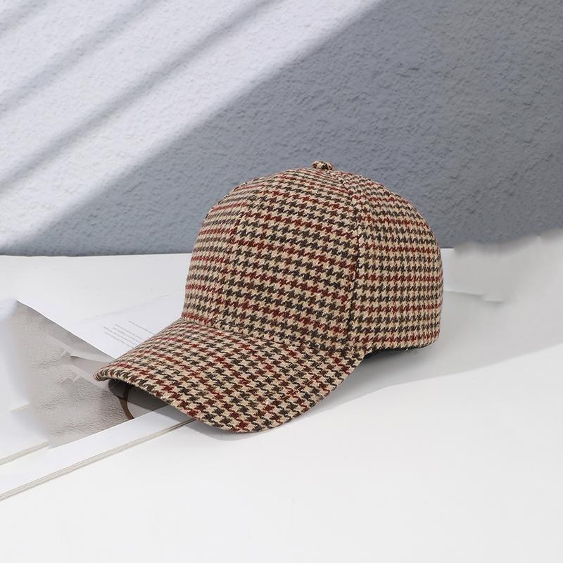 Vintage Full Version of Small Thousand Bird Grid Baseball Cap Suitable for Ladies Outdoor Photo Play Shopping