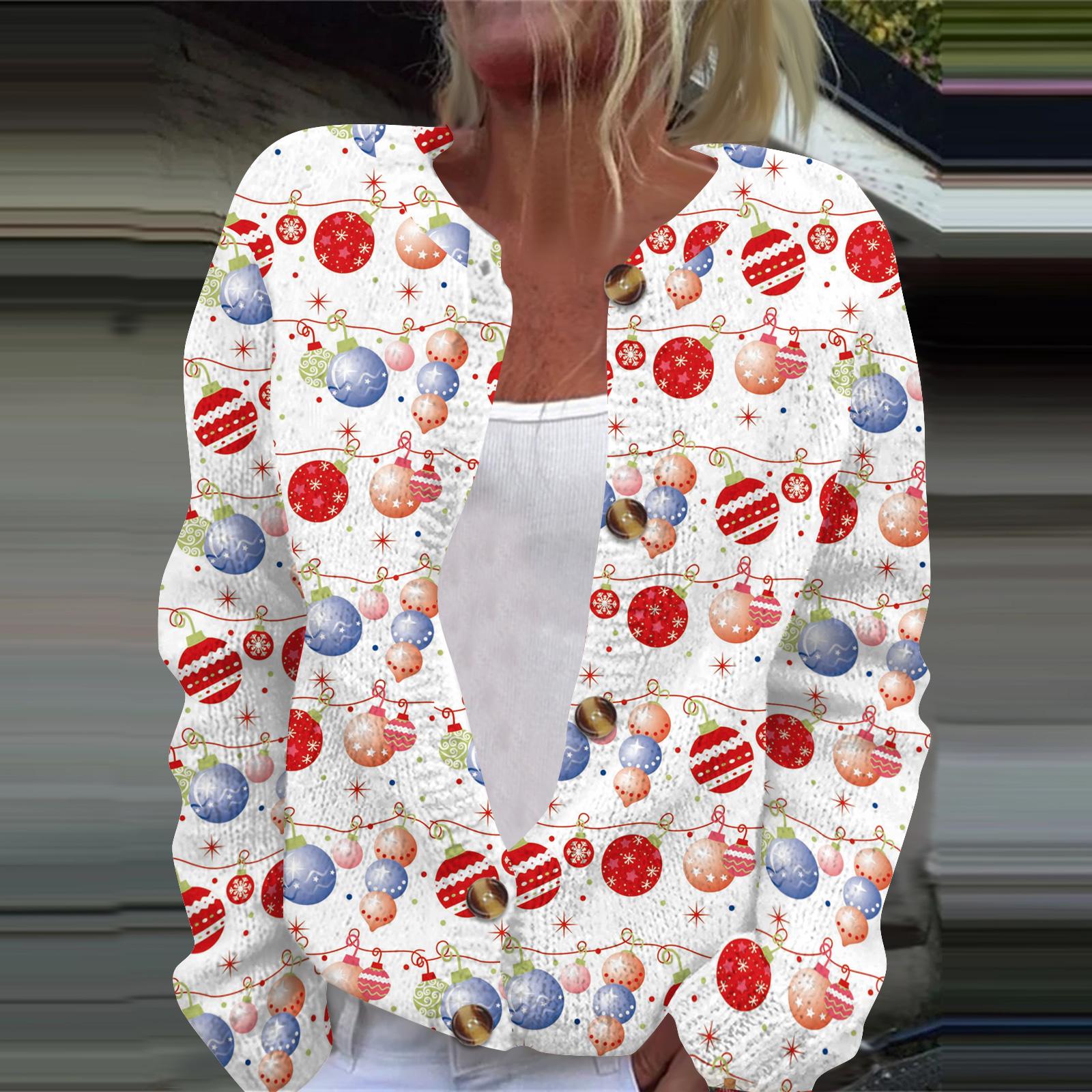 

Женский повседневный кардиган из шерсти с длинным рукавом, рождественский вязаный жакет на пуговицах XL небесно-голубой