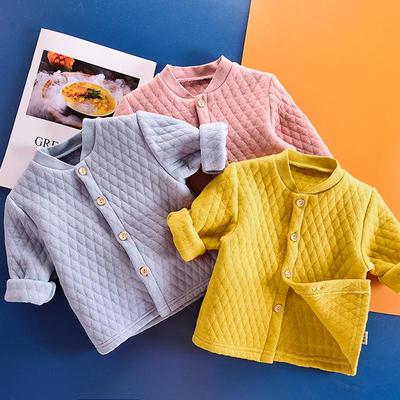 Baby Quilted Long-Sleeve Top: Unisex Three-Layer Autumn/Winter Underwear Pajamas