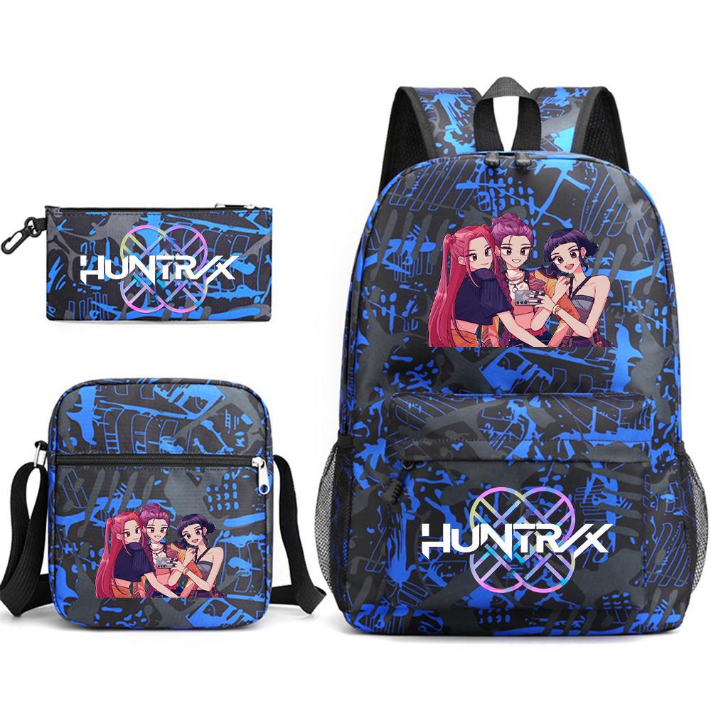 3Pcs/set Backpack with Shoulder Bag Pencil Case for Teenager Student Boy Girl School Bag Anime Printed Large Capacity Waterproof Bookbag Kid Gift