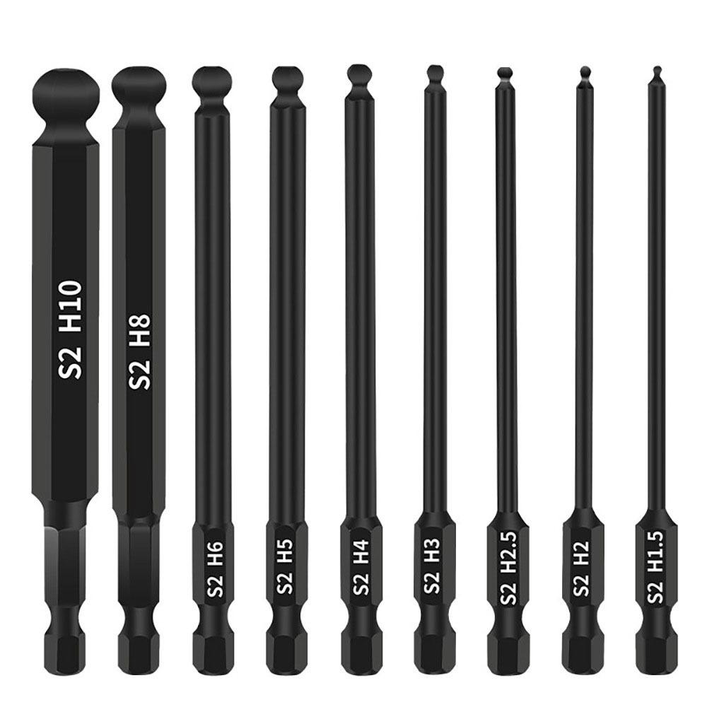 100mm Ball End Screwdriver Bits 1/4 Inch Hex Shank Screwdriver Bit Set  Electrician