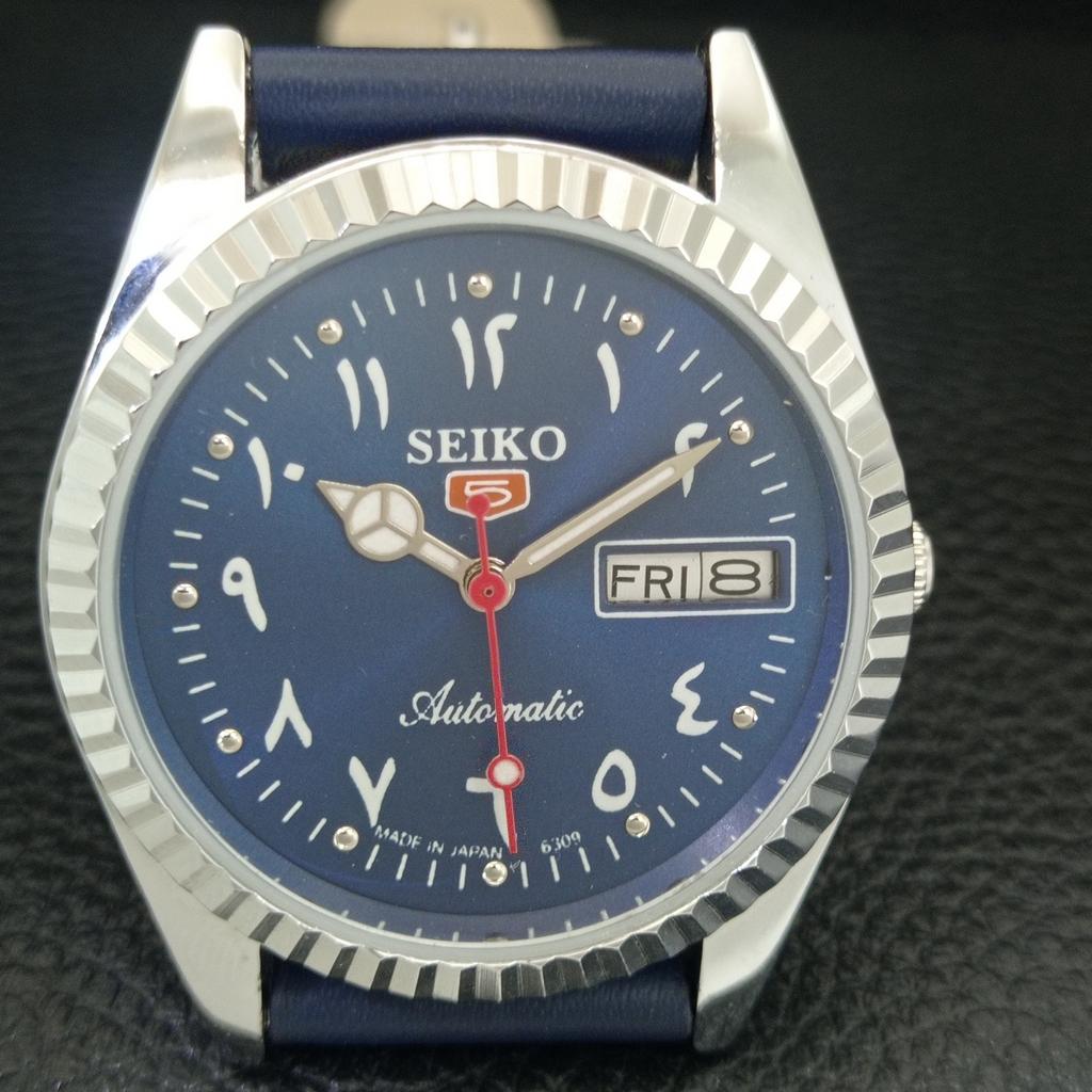 VINTAGE SEIKO 5 AUTOMATIC 6309A REFURBISHED JAPAN MENS BLUE DIAL WATCH A442479-1