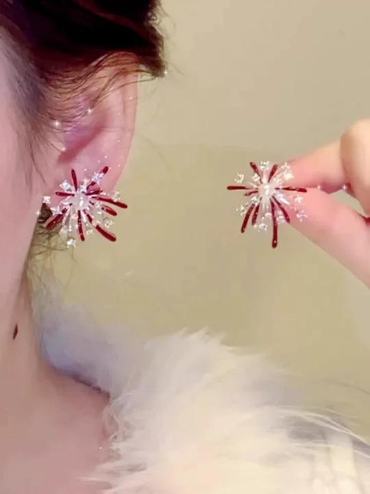 

Silver needle zircon pearl oil drop fireworks stud earrings new simple fashion earrings light luxury high-end earrings women