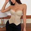 European and American sexy plaid button spice girl street shot fish bone tube top advanced feeling waist chest cotton pure desire vest women