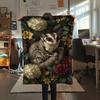 1PC Dark Floral Wildlife Print FlAannel Blanket, High quality Comfortable for All Seasons, Home Decor, Warmth and Comfort
