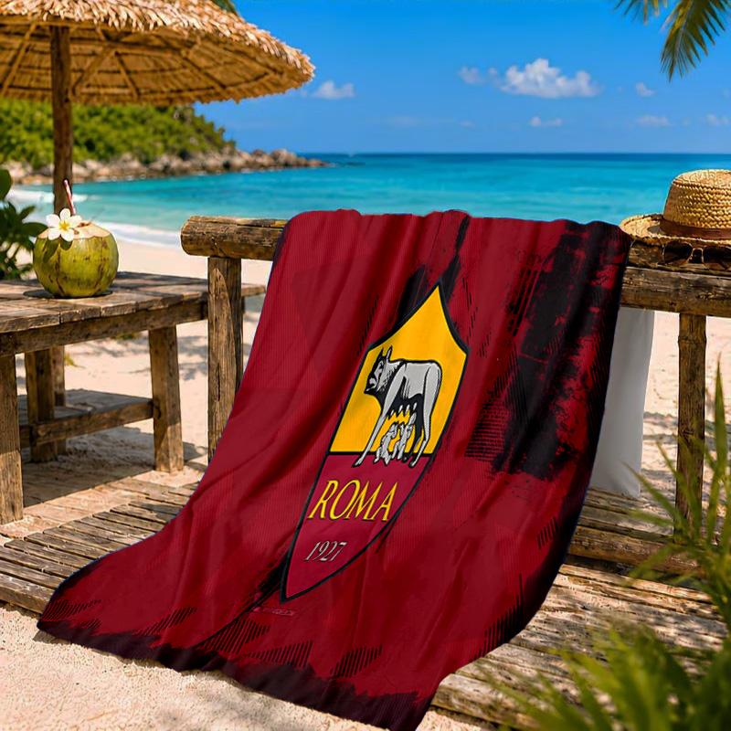 Roma Football Club Crest Beach Towel Microfiber Beach Towel, Lightweight and Quick-Dry, for Summer Travel, Swimming Pool Fan Birthday Gift