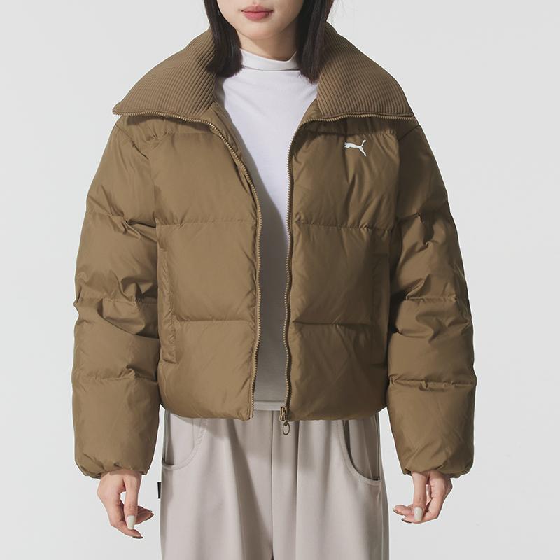 Puma Winterized Turn Down Collar Warm Water Resistant Windproof Solid Color Zipper Duck Down Jacket Women jackets 635807-93