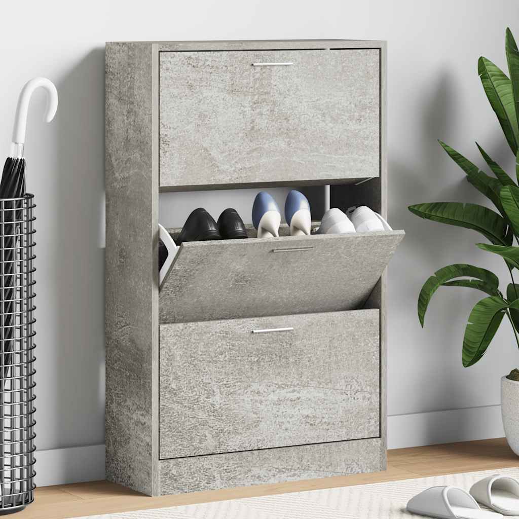 Shoe Cabinet Concrete Grey 63 x 24 x 103 cm Wood Based Material
