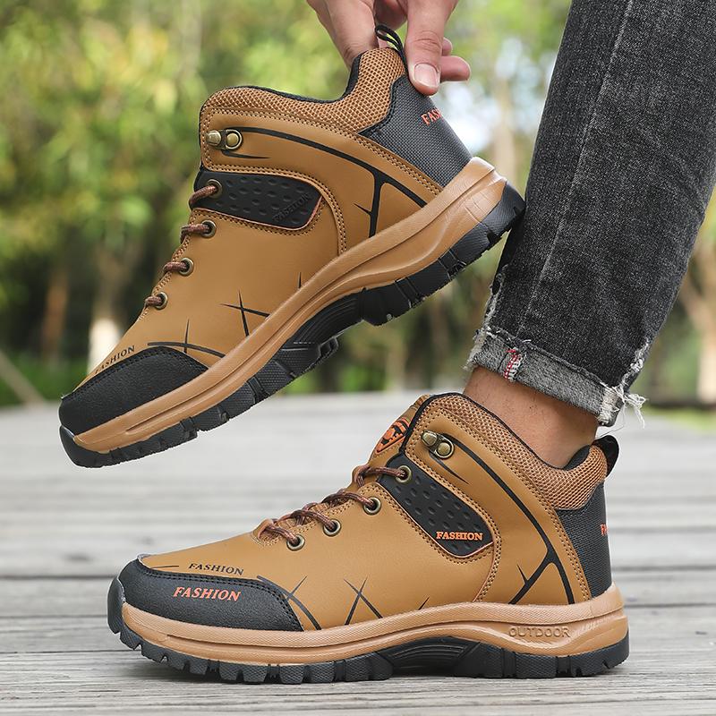 Stylish Men High Cut Outdoor Sneakers Durable Fashion Waterproof Hiking Boots For Camping  Travel Sneakers Tenis Bona Masculino