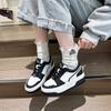 Round head color matching board shoes for women's 2025 spring new thick-soled leather little white shoes breathable and versatile casual shoes single