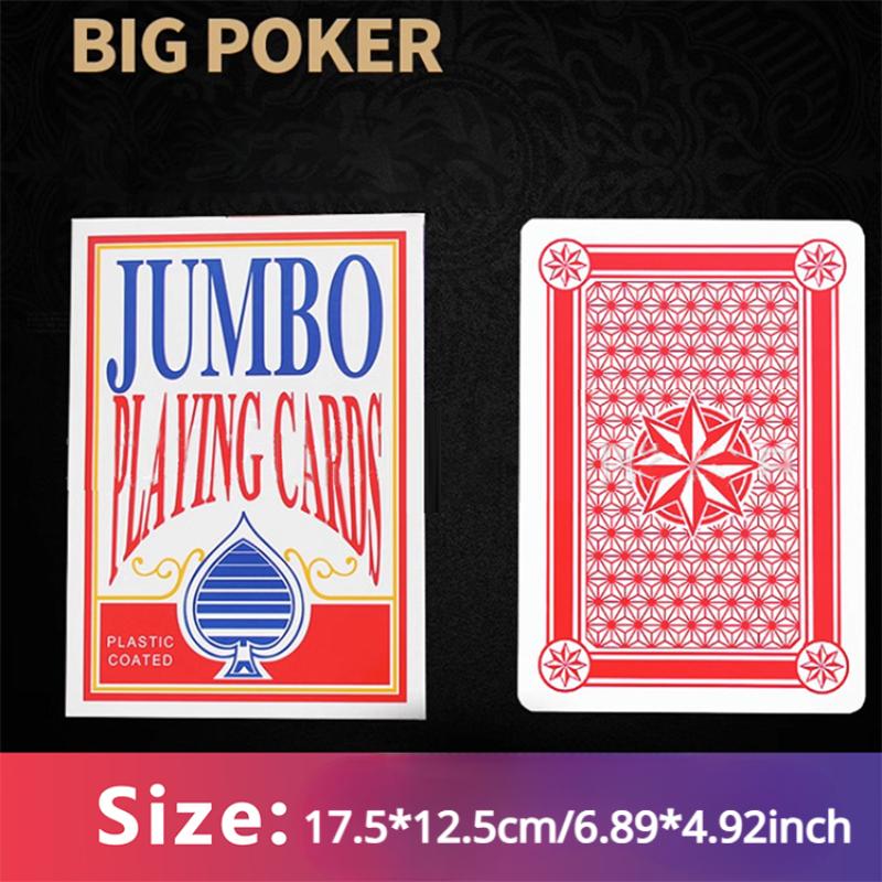 Obří sada hracích karet – 54 karet pro pokerové hry velkého rozsahu, 4x větší než standardní balíčky, potřeby pro párty