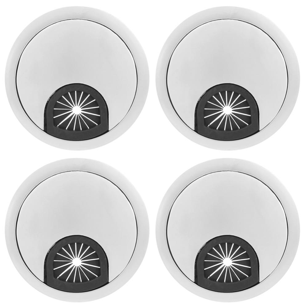 4pcs Zinc Alloy Cable Hole Cover 60mm Diameter Wire Cord Organizer Durable Desk Grommet Office
