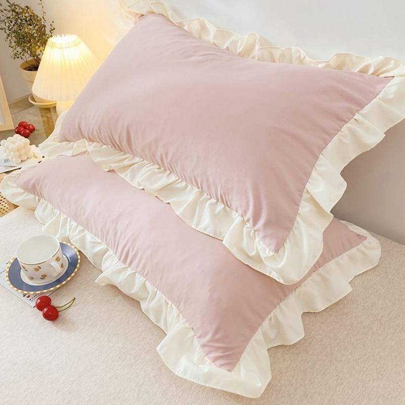 Delicate Ruffle Pillowcase Polyester Bed Cover With Decorative Edge for Bedroom Living Room Styling