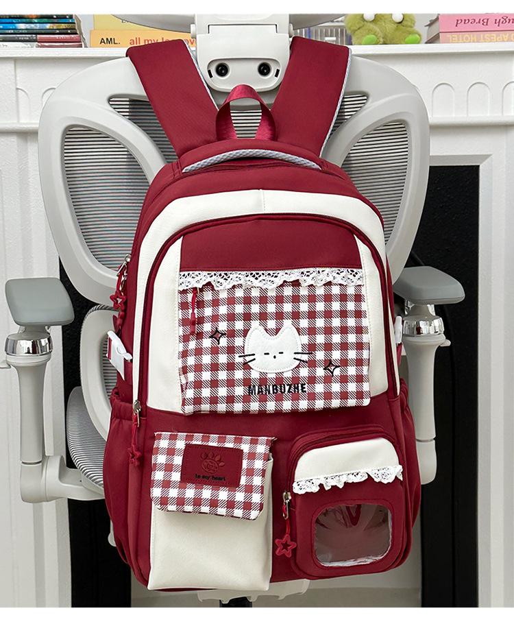 Schoolbag Korean college style cute backpack girl sweet niche dopamine student class schoolbag lightweight backpack