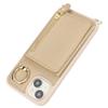For iPhone 14/13 Case Litchi Texture Card Bag Leather+TPU Crossbody Phone Cover with Ring Kickstand