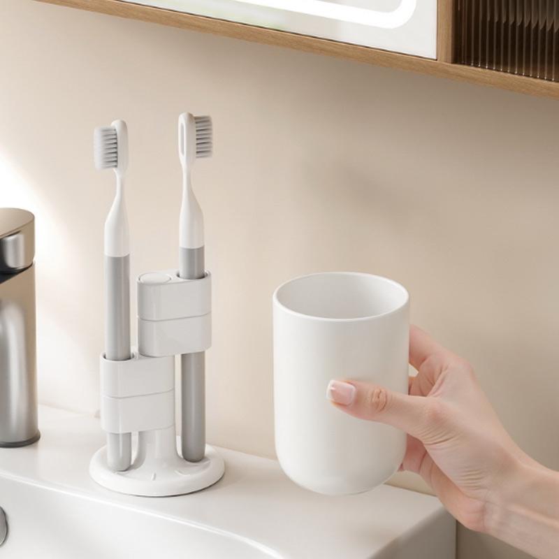 Rutschfester Zahnbürstenhalter 360 Grad drehbarer Zahnbürsten-Make-up-Pinselhalter mit rutschfester Basis für Badezimmer-Aufbewahrung Organisieren