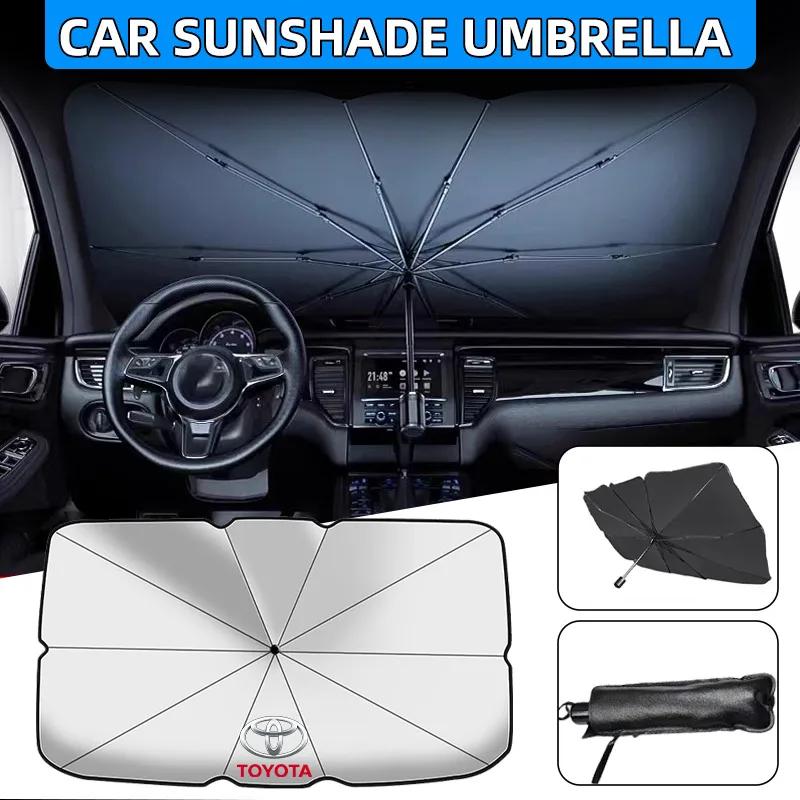 Radkappen Auto Logo Windschutzscheiben-Sonnenschutz Schirm für Toyota Chr Corolla Camry Rav4 Yaris Hilux Prius Avensis Auris Prado Verso Gaz