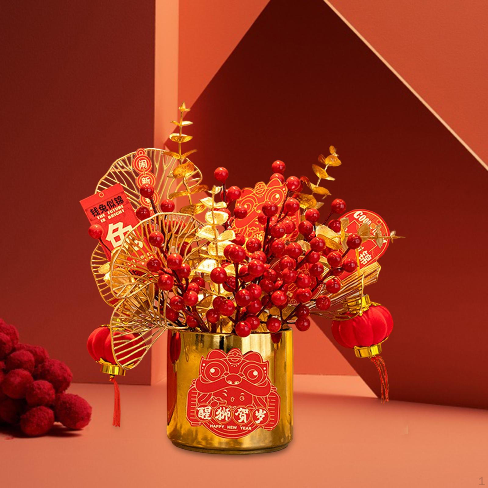 

Simulation Flowerpot Chinese Year Table Ornament DIY Decorative for Home