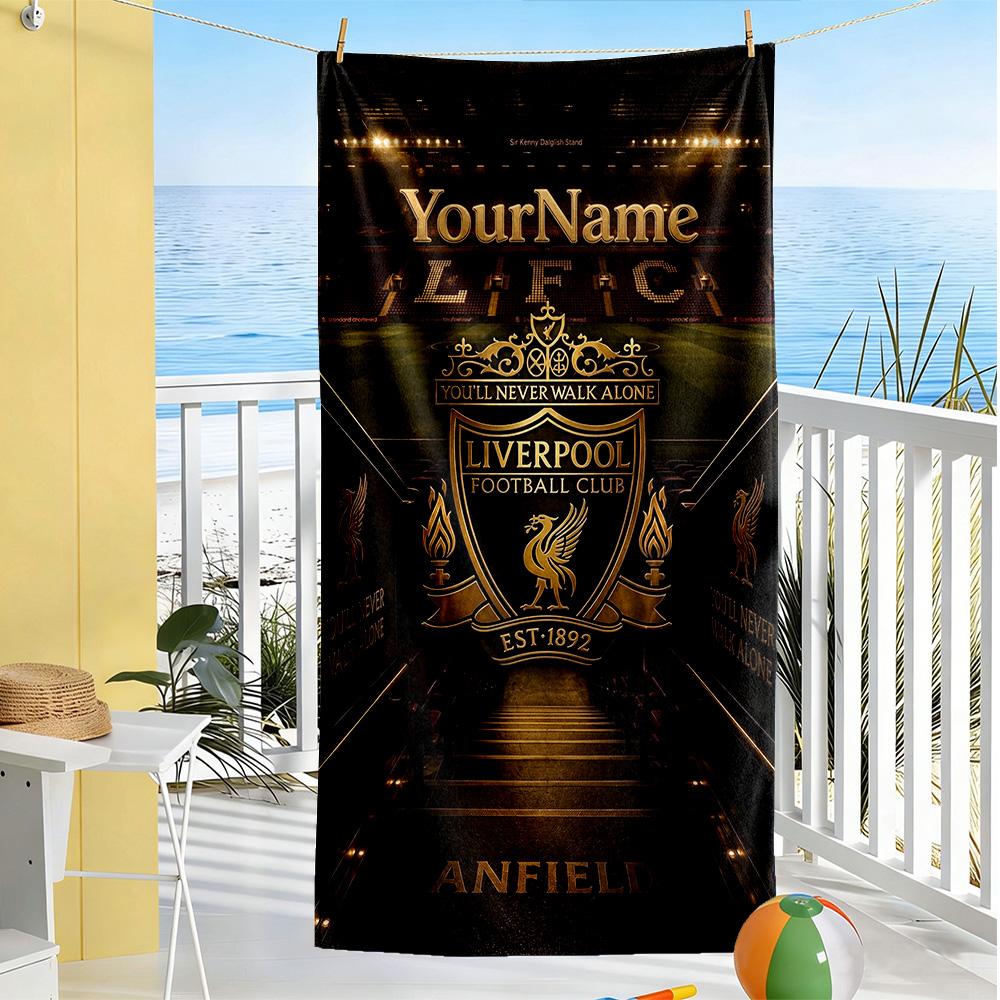 Liverpool Customized Name Beach Towel Super Soft Microfiber Quickdry Fabric Perfect for Traveling Yoga Camping and Swimming