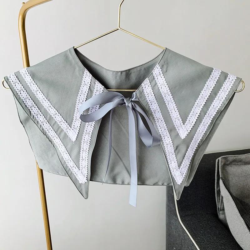 

Harajuku Navy Fake Collar Lace-up Women Detachable Collars Japanese Korea Style Navy Sailor Collar False Collar Shawl Wrap Scarf