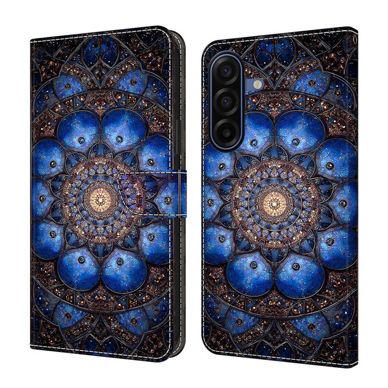 Skórzane Etui Pokrowiec na Telefon dla Samsung Galaxy A57 A37 A27 A17 A07 4G 5G A576 Klapka Portfel Magnetyczny Malowany Kwiat Jeleń Fundas