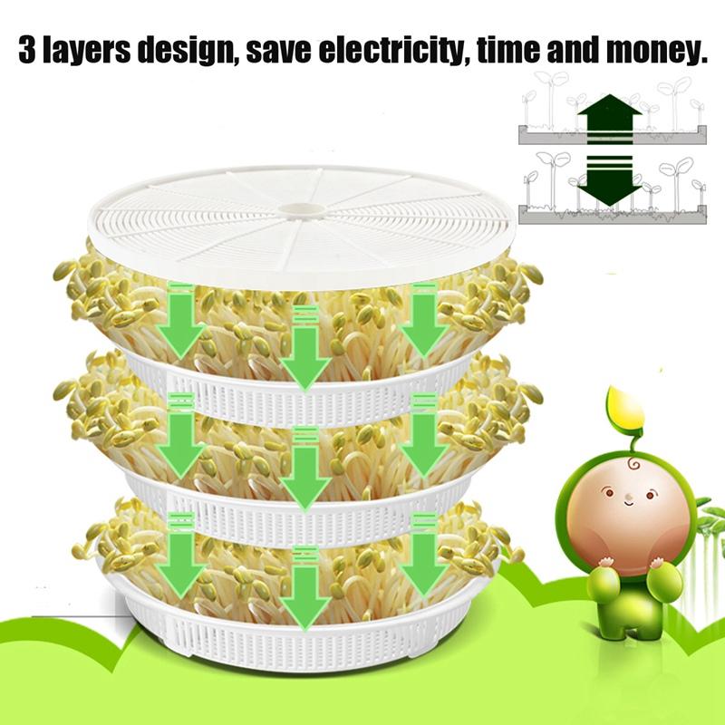 220V 50Hz Multifunctional Homemade Sprout Double Layer Green Automatic Bean Sprouts Machine