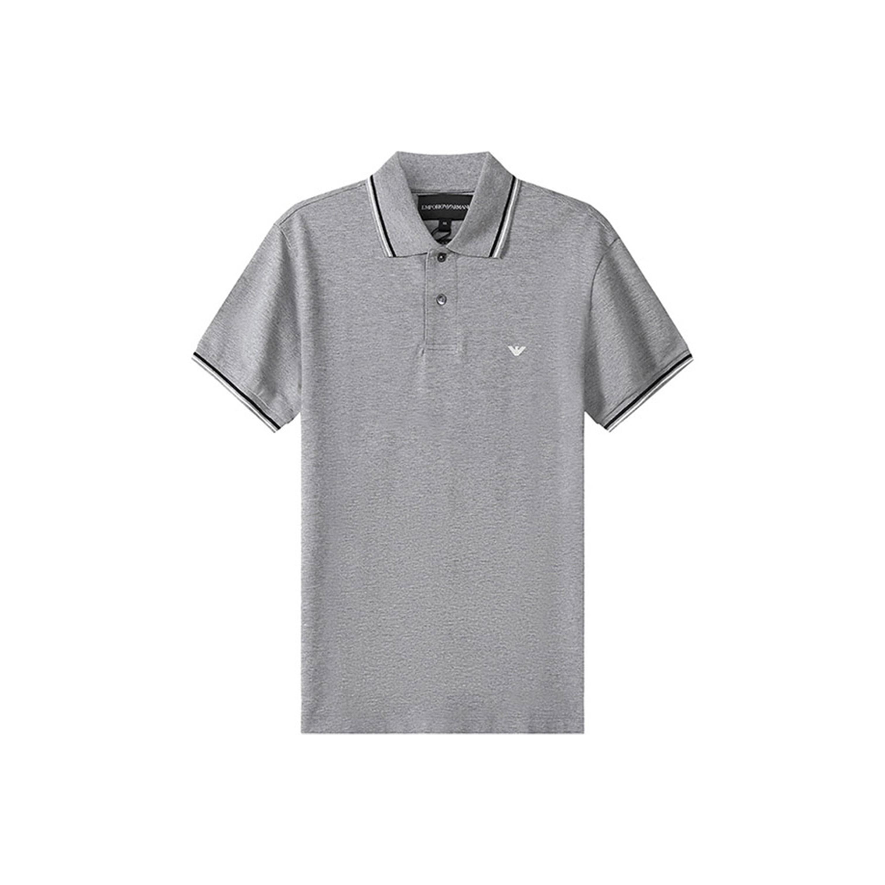 Emporio Armani FW21 Cotton Short Sleeve Polo Shirt Men tops Gray 8N1FB41JPTZ0627 L