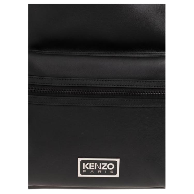 Kenzo Logo Zip Closure Leather Backpack Men Backpack Black FE55SA713L4099