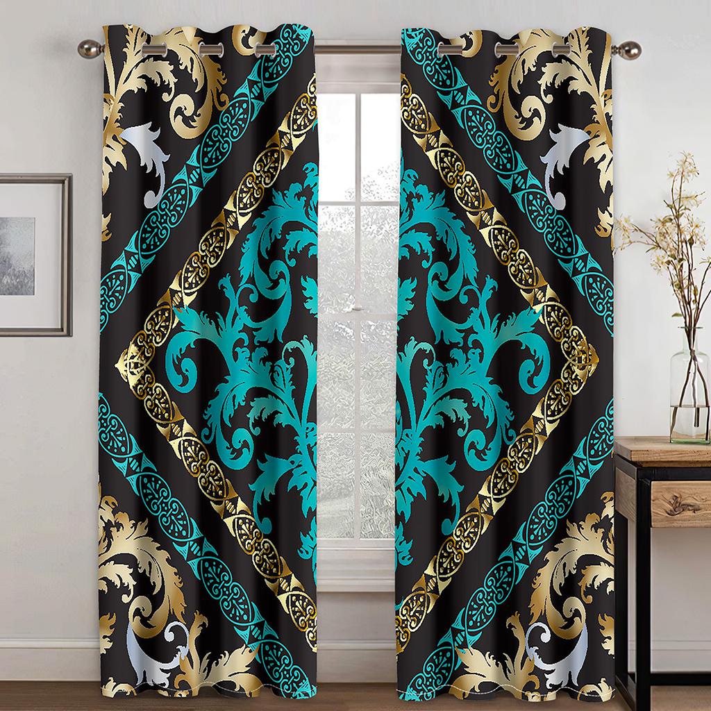 

Барокко Роскошный Бренд Современные Абстрактные Зеленые Золотые 2 Панели Тонкие Шторы для Гостиной Спальни Оконные Драпировки Декор 100W130H(CM)40x51in&Grommet Top
