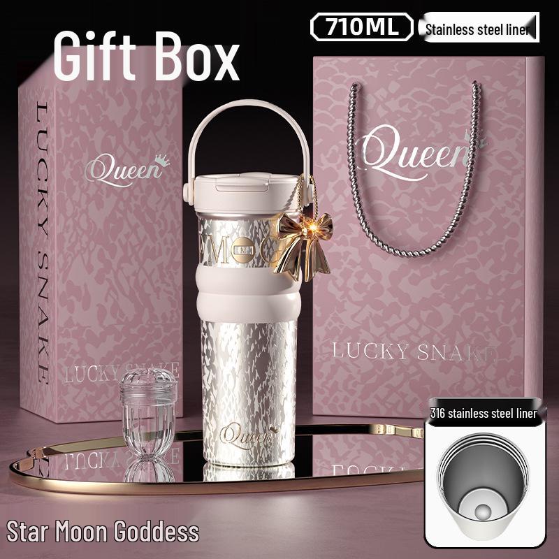 Women's Large Capacity Insulated Fruit Tea Cup with Ceramic Liner