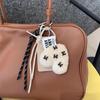 Lambswool Heart Pendant with Fluffy Bow Lanyard Keychain Bag Charm