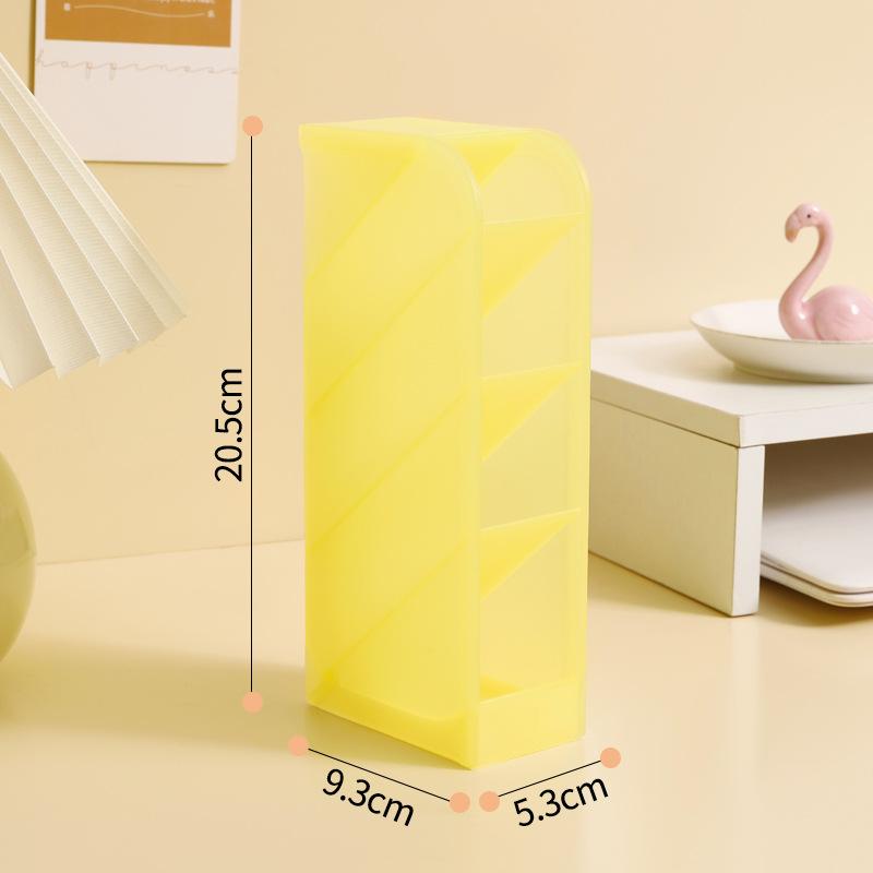 Macaron Color 4 Grid Oblique Insertion Desktop Organizer Pen Holder Pencil Makeup Brush Storage Box School Stationery Quality