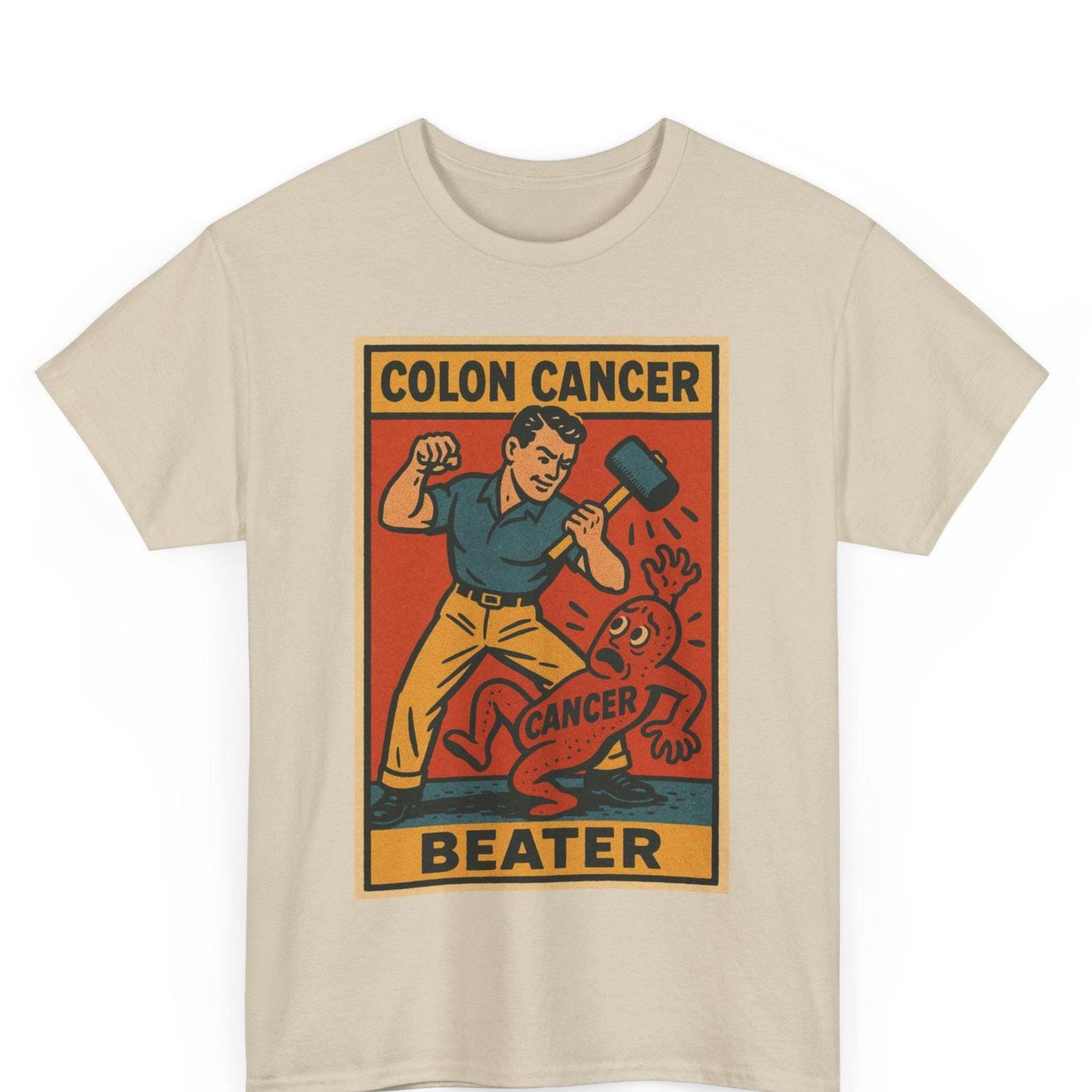 Colon Cancer Survivor T-Shirt: Retro Comic Awareness Tee 2XL