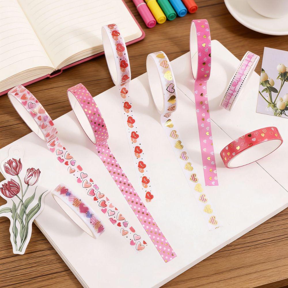 4 Rollen LOVE Papierklebeband Buntes Valentinstagsgeschenk Niedliche Tagebuchdekoration Kreativer Bürobedarf Süße DIY Schreibwaren YMY