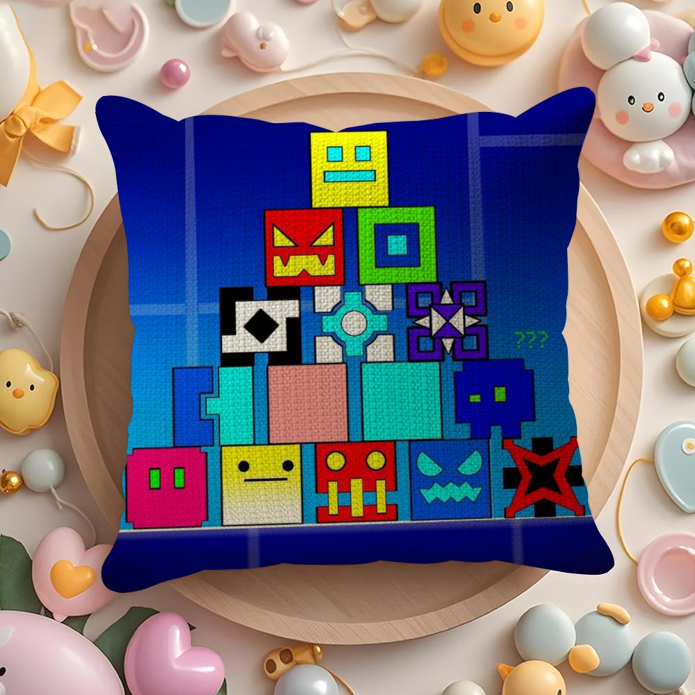 G-Geometry Dash V-Video Pillow Case Pattern Printed Pillowcase For Living Room Sofa Cushion Cover & Bedroom Decor
