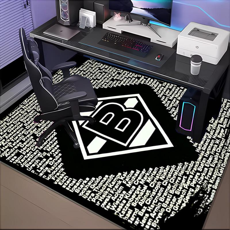 Green Black Borussia Rug for Living Room, Game Rooms, Office, Bedroom, Office Floor Mat Playful Design, fan gifts Christmas decor